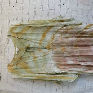 Young Fabulous and Broke Tie Die V Neck Peasant Sleeve Dress Cover-up